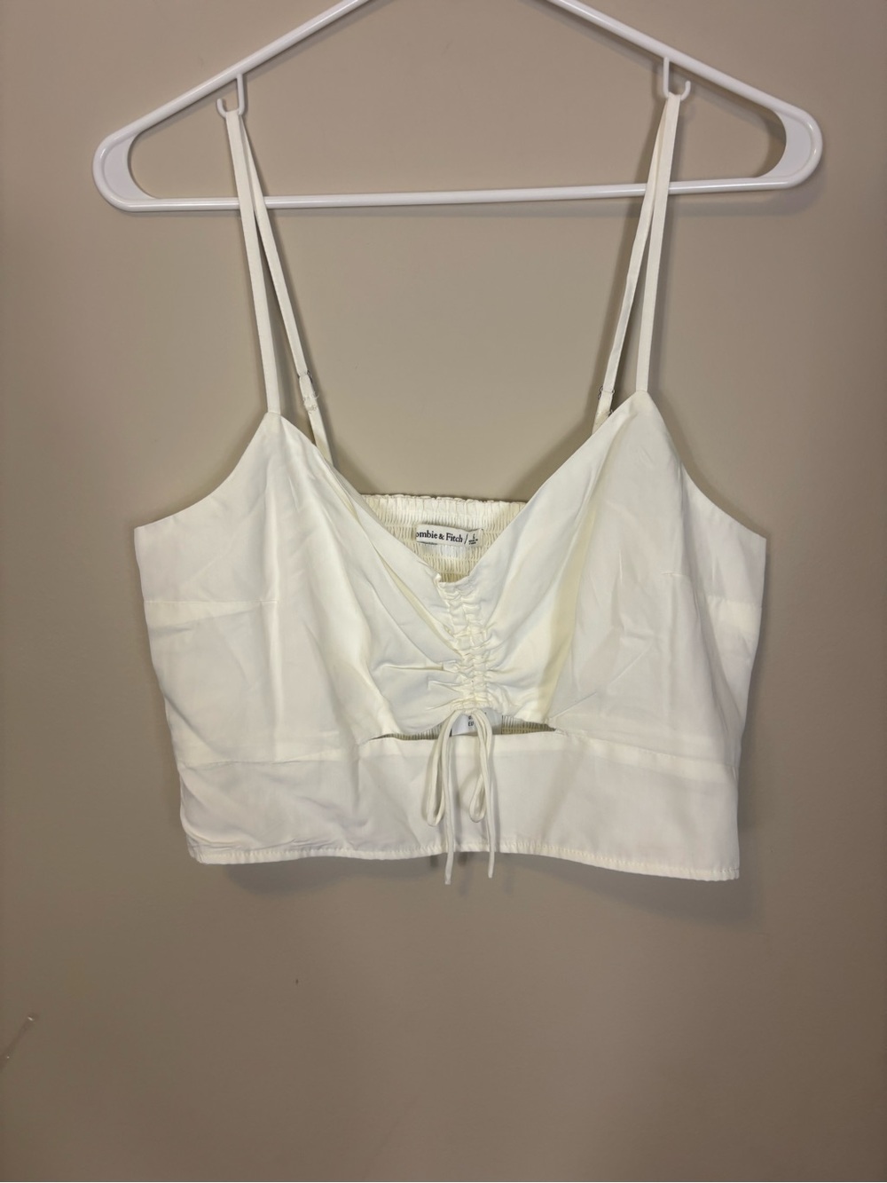 New Abercrombie & Fitch White Cinch Front Tie Front Crop Tank Top Size Large
